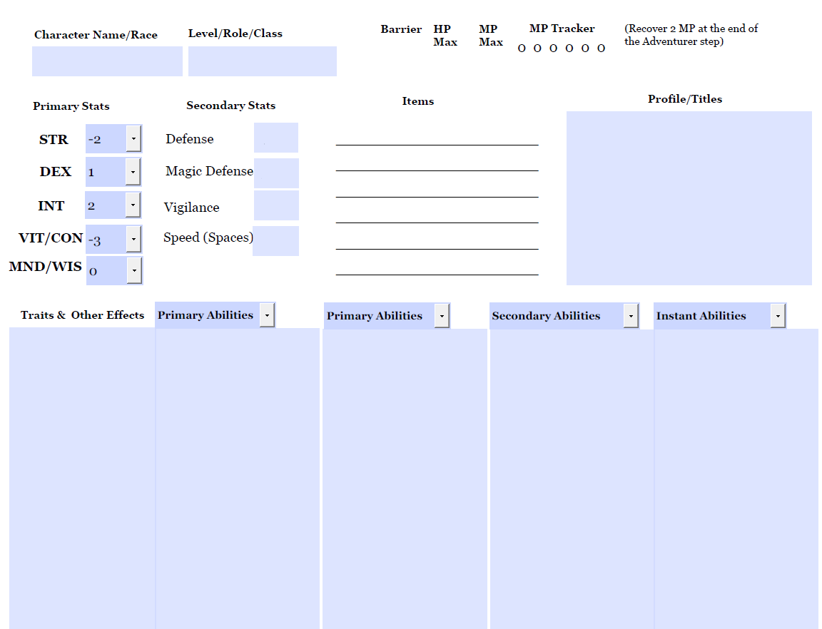 Limit Break 20 Fillable Character Sheet (PDF)